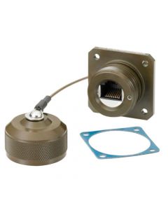 Category 6, Ruggedized Flange Mount, Zinc-Nickel finish with Grounding Shield and Dust Cap