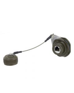 Category 6, Ruggedized D38999 Jam-nut, Zinc-Nickel finish with Grounding Shield and Dust Cap