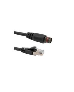 IP67 Rugged Category 6 Cable, Mighty Mouse 10 Pin Female Al-Cadmium w/ Dust Cap to RJ45 Plug, F/UTP Foil Shielded, PVC, Black, 10.0F