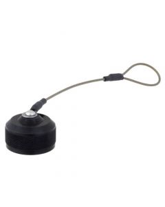 Dust Cap + Lanyard for Ruggedized In-line Receptacle, Anodized Aluminum Finish